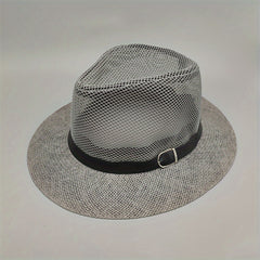 Mesh Hollow Fedora Belt Sun Hat Unisex Outdoor Beach Hats