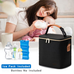 Breastmilk Cooler Bag with Ice Pack Leakproof Lining Insulated Lunch Carrier