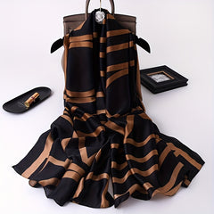Stripe Print Solid Scarf Classic Geometric Pattern Shawl
