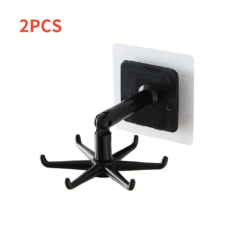 Kitchen Rotating Hooks for Utensils - Wall Mounted Utensil Rack with 6 Hooks