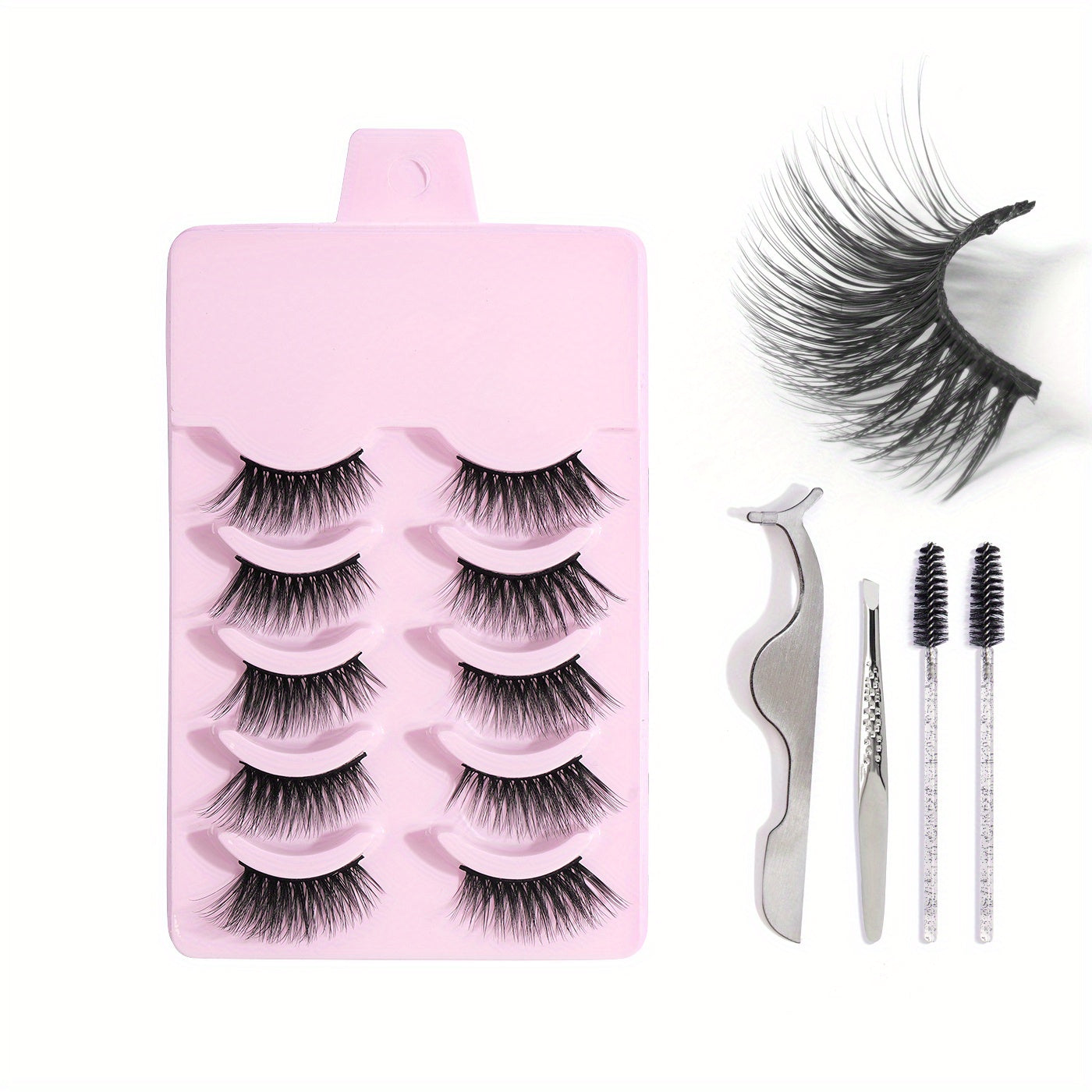 5 Pairs Thick Half Eye Lashes Wispy Fluffy False Eyelashes with Tools
