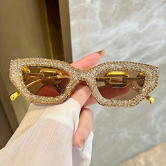 Y2K Cat Eye Sunglasses Rhinestone UV400 Sun Shades