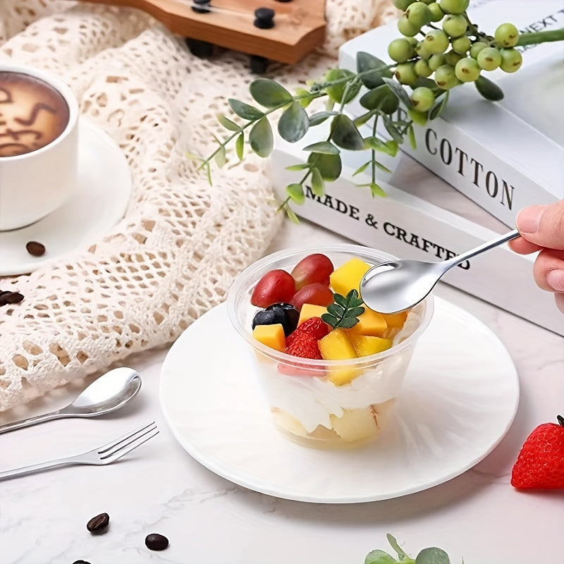 6pcs Stainless Steel Leaf Handle Dessert Spoon Fork Set