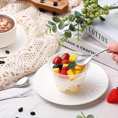 6pcs Stainless Steel Leaf Handle Dessert Spoon Fork Set