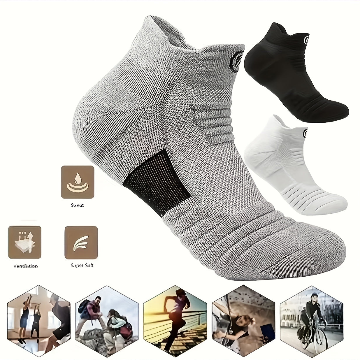 3 Pairs Anti-slip Football Socks Short/Long Tube Sport Socks