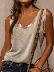  Solid V Neck Tank Top