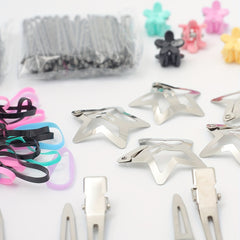 Hair Accessories Set Silvery Duck Billed Clip Rubber Bands Bobb Pin