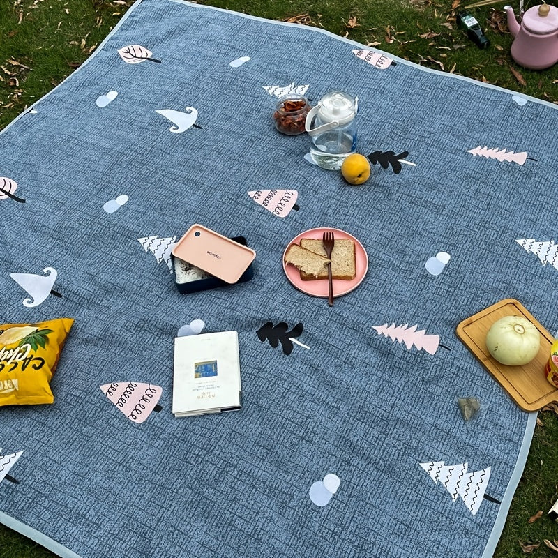 Waterproof Outdoor Blanket Clouds & Trees Print Picnic Mat