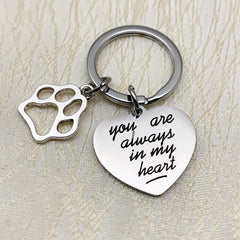 Pet Memorial Stainless Steel Engraved Keychain, Always In My Heart