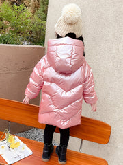 Kids Hooded Down Jacket Winter Warm Coat with Pockets