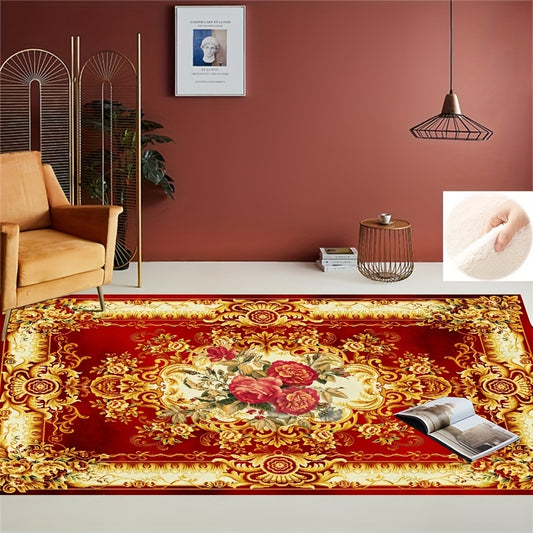 Red Vintage Non Slip Kitchen Rug Anti Fatigue Boho Decor