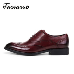 FARWARWO Men's Wingtip Brogue Leather Dress Shoes