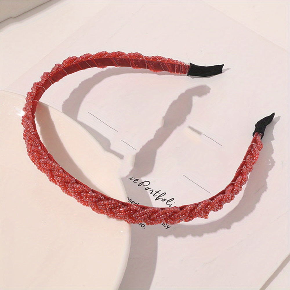 Crystal Beaded Headband Braided Hair Band Style Headdress Hair Accessories