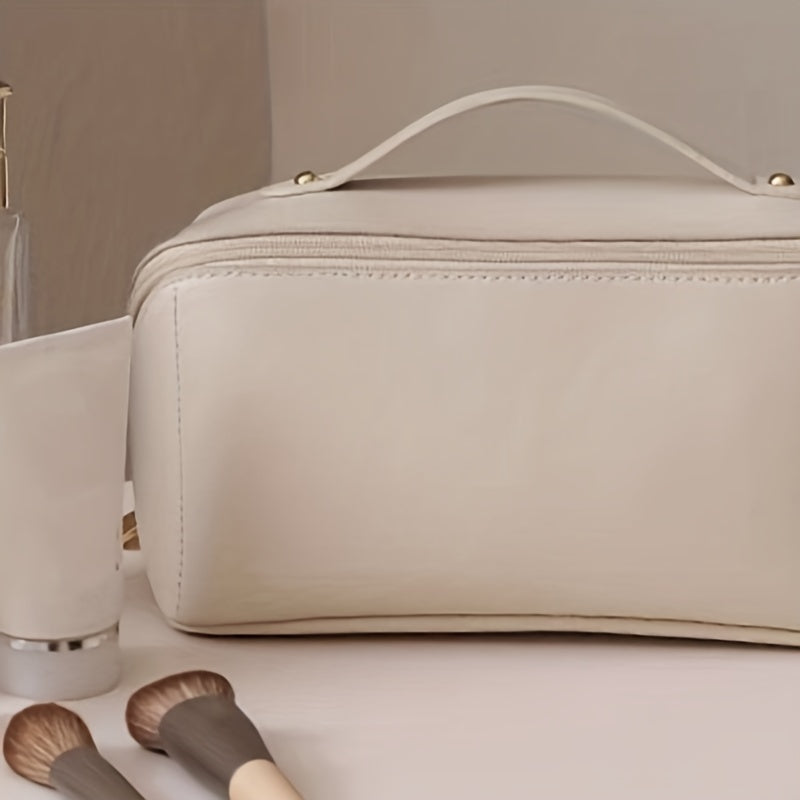 Portable PU Leather Cosmetic Case Toiletry Bag for Travel