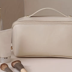 Portable PU Leather Cosmetic Case Toiletry Bag for Travel