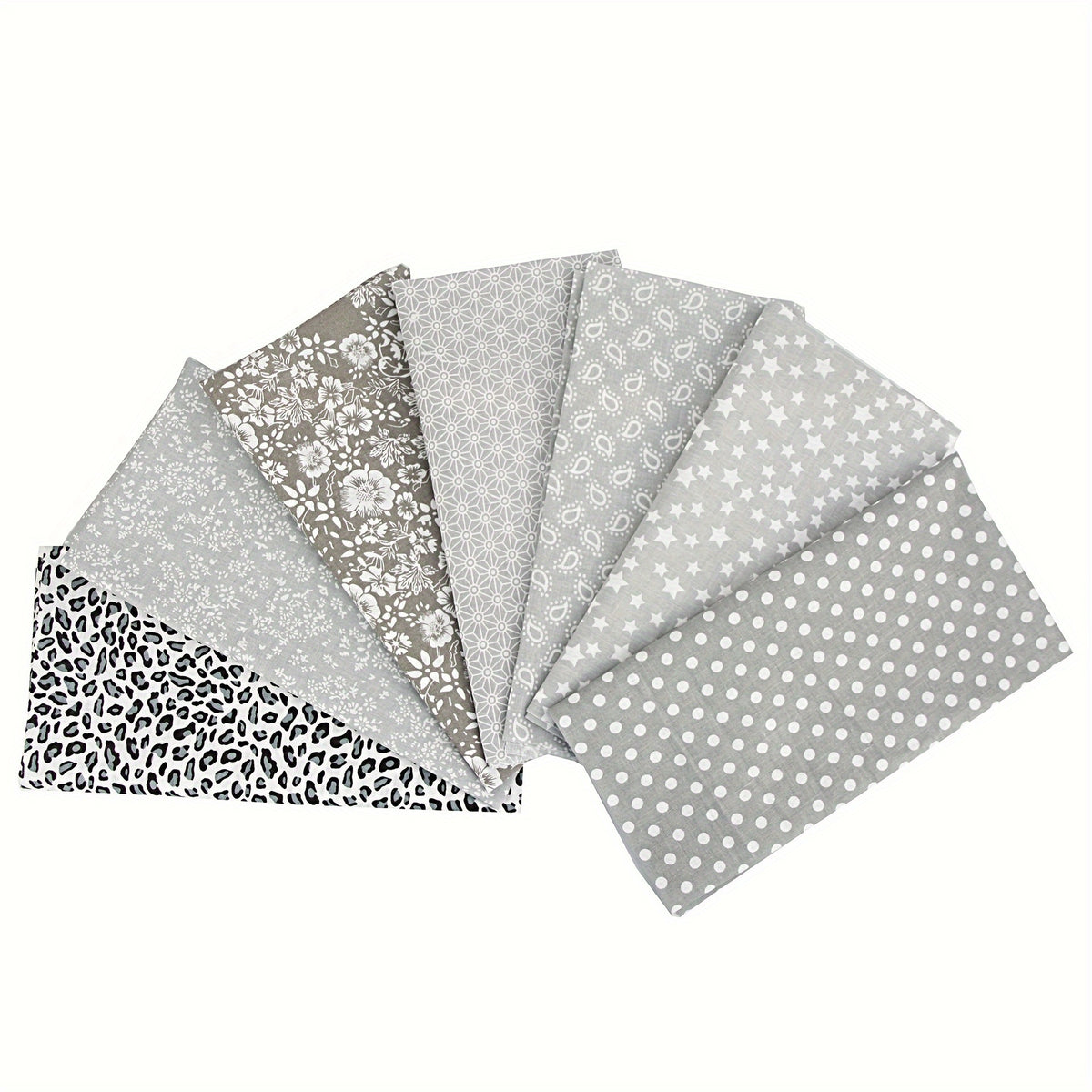 7pcs Gray Cotton Fabric Quilting Craft Bundle Squares DIY Patchwork