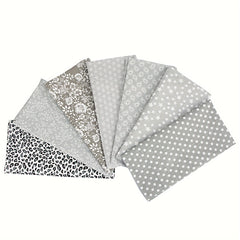 7pcs Gray Cotton Fabric Quilting Craft Bundle Squares DIY Patchwork