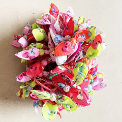 100pc Colourful Rabbit Ear Hair Bands Elastic Mixed Print Bowknot Hair Ropes