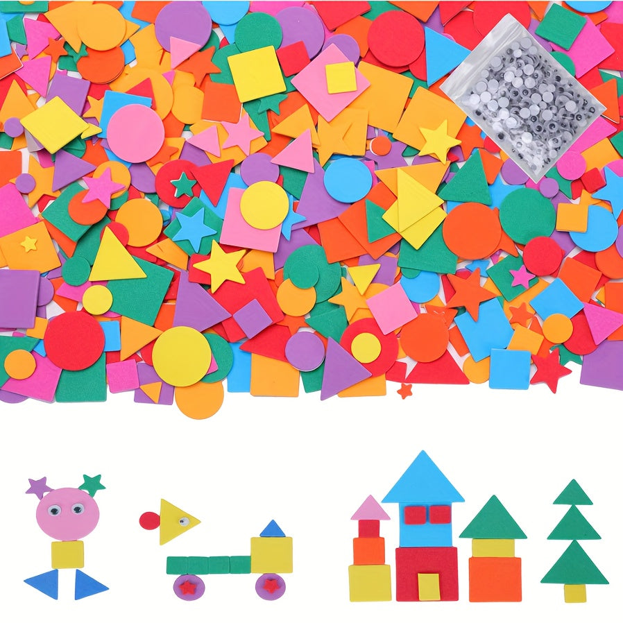 500pcs Geometric Letter Shape Foam Stickers Self-adhesive Craft Party Decoration