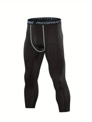 Men's Stripe Compression Pants Active High Stretch Trousers