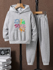 Boys Colorful Game Controller Print Hoodie & Sweatpants Set