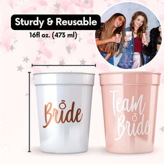 5 Pack Team Bride Plastic Drinking Cups - Perfect Bachelorette Party Favor