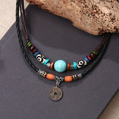 Boho Turquoise PU Leather Coin Necklace Party Favors