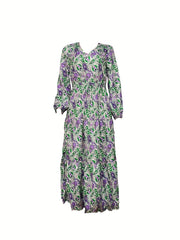  Paisley Print Maxi Smock Dress