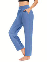  Pants Women's Plus Elastic High Rise Slim Fit Straight Leg Trousers