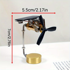 Solar Panel Copper Windmill Ornament Science Puzzle Toy Demonstration Decor