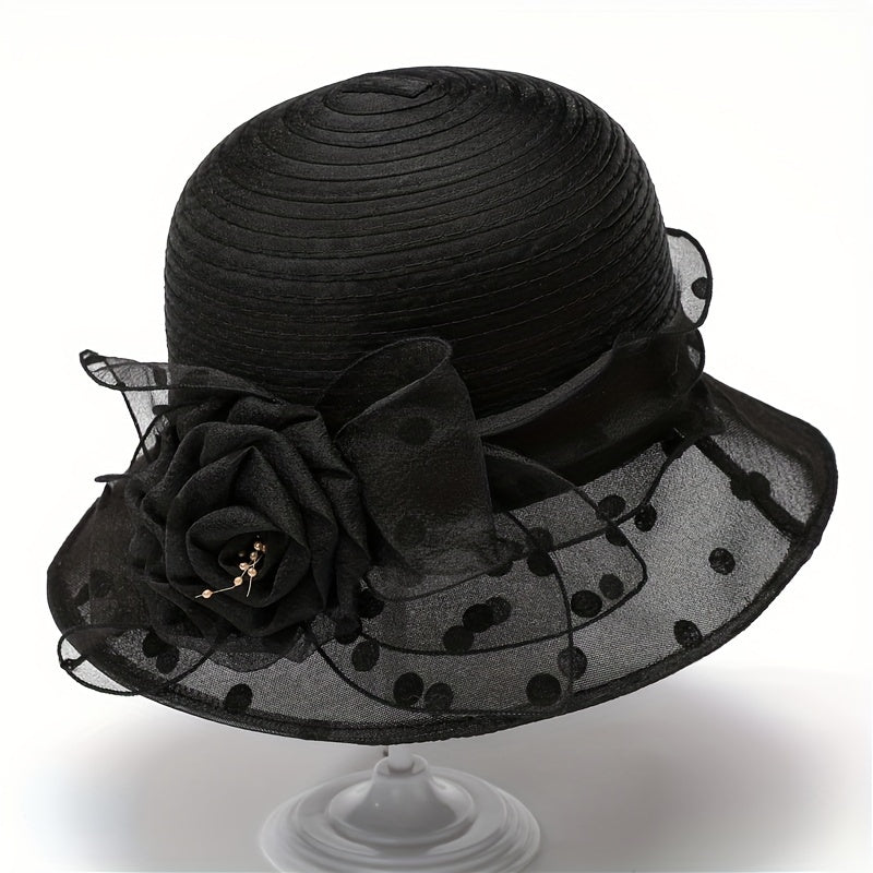 Lace Flower Dotted Bucket Hat Lightweight Sun Hats Women