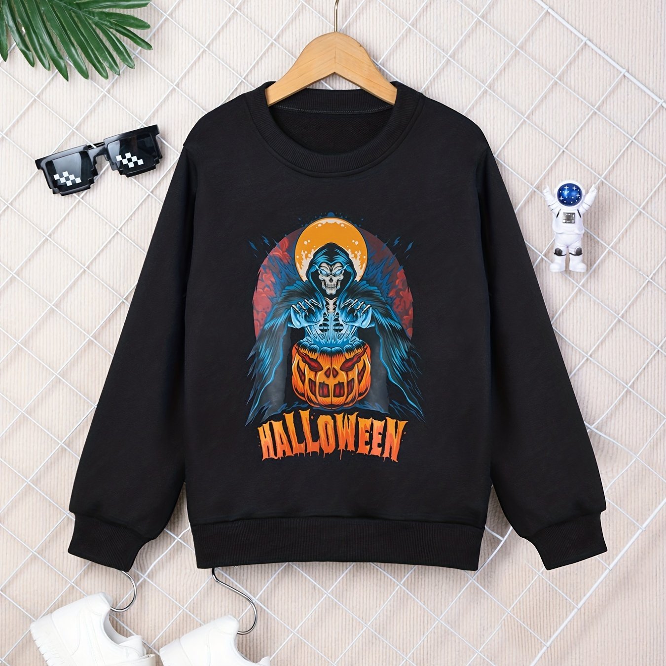Boy's Halloween Skeleton Sweatshirt for Fall Winter