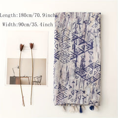 Geometric Tie Dye Print Scarf Lightweight Breathable Sunscreen Fringed Shawl
