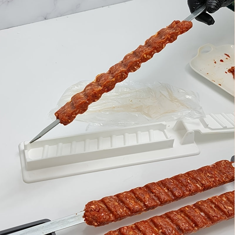 1pc Single Row Kebab Maker Convenient Plastic BBQ Skewer Machine