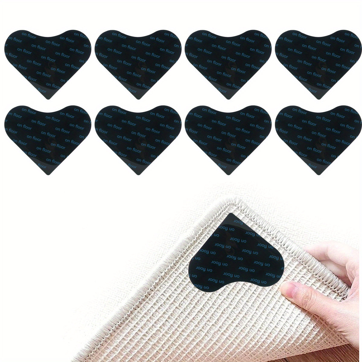 8pcs Non Slip Rug Gripper Pads for Hardwood Floors, Ceramic Tile, Area Carpets