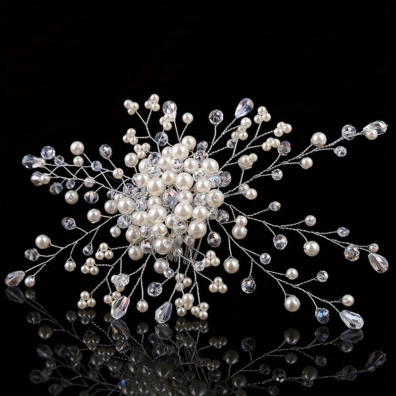 Faux Pearl Crystal Hair Comb Women's Hair Accessory