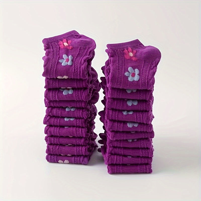 20 Pairs Floral Print Socks Women's Stockings