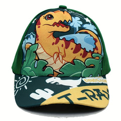 Dinosaur Embroidery Print Wide Brim Baseball Cap