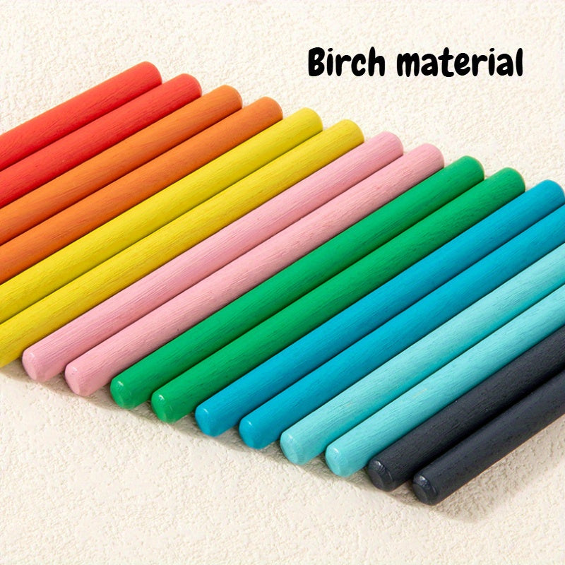 Wooden Sorting & Shape Matching Puzzle with 10 Sticks & Discs