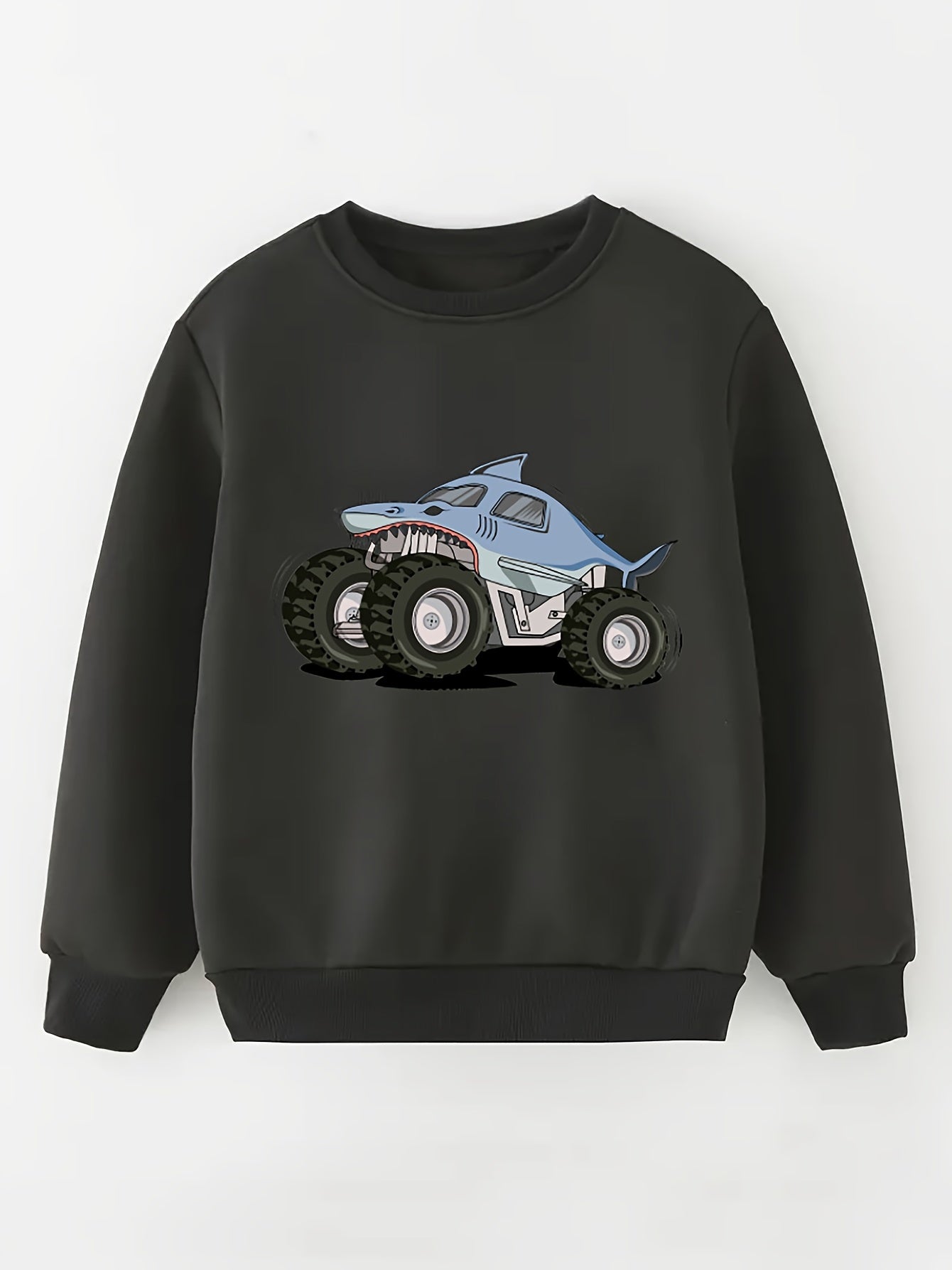 Boy's Shark Truck Print Sweatshirt for Spring