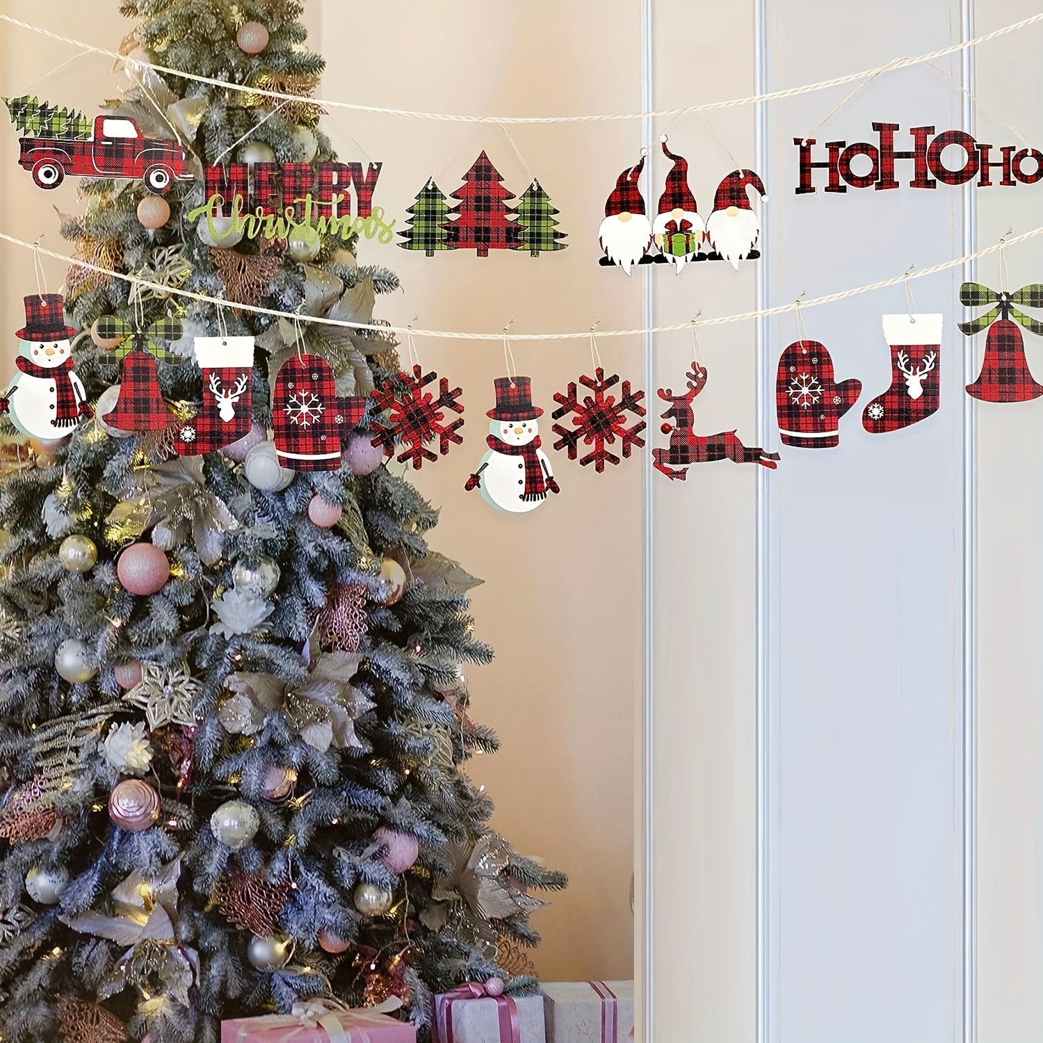 18pcs Retro Santa Claus Merry Christmas Wooden Decor