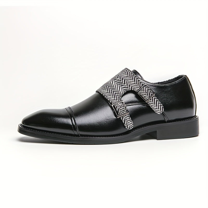 Men's Cap Toe Double Monk Strap Slip On Loafers