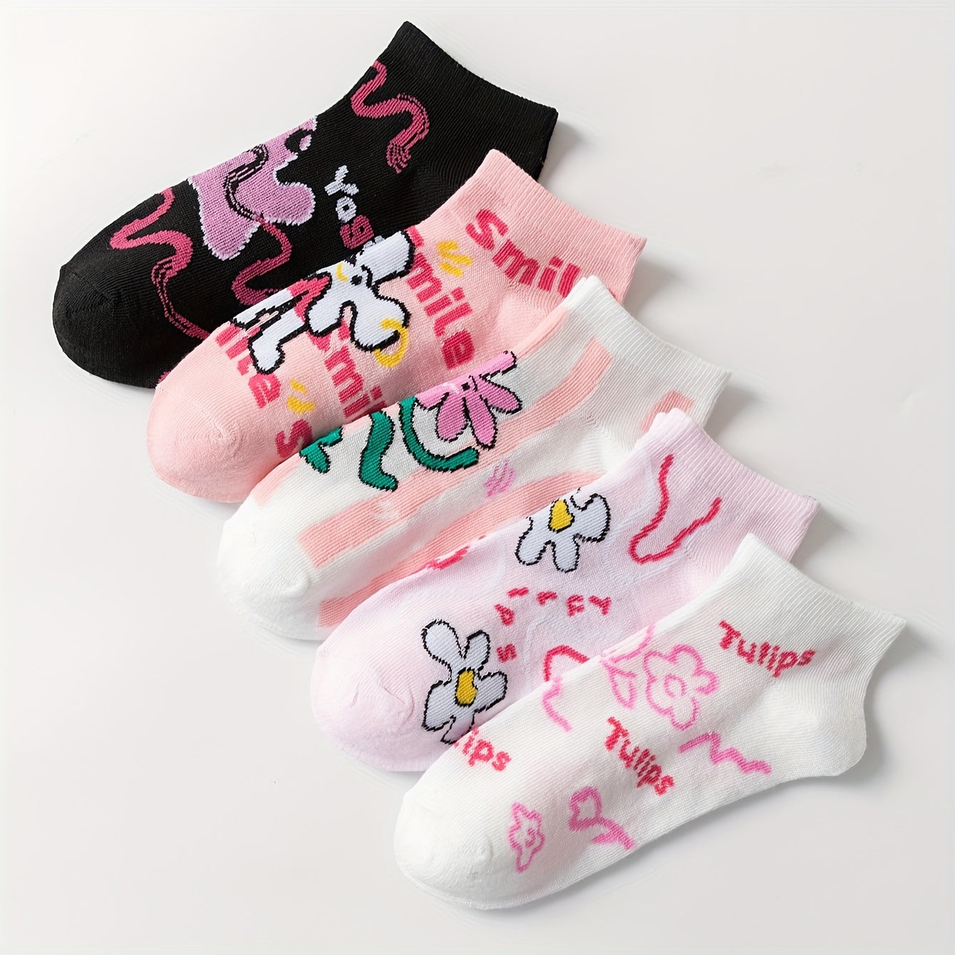 Butterfly Print Socks & Crew Short Socks Women's Stockings