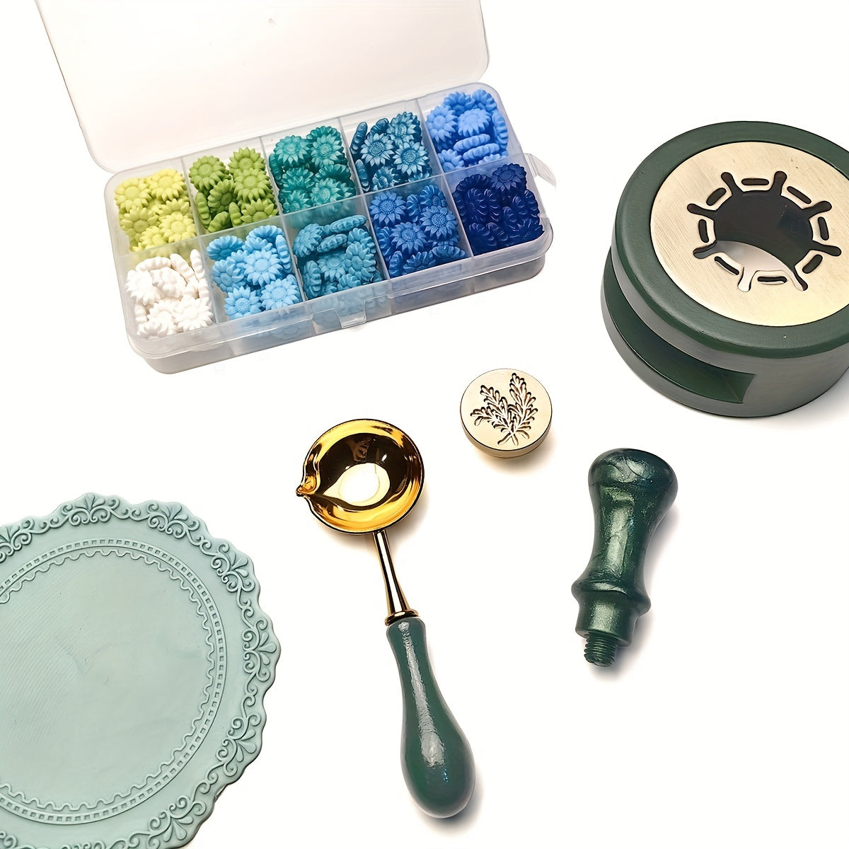Rosemary Pattern Seal Stamp Kit with Fire Lacquer Brass Seal Stamp