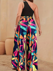 Colorful Floral Wide Leg Pants Plus Size