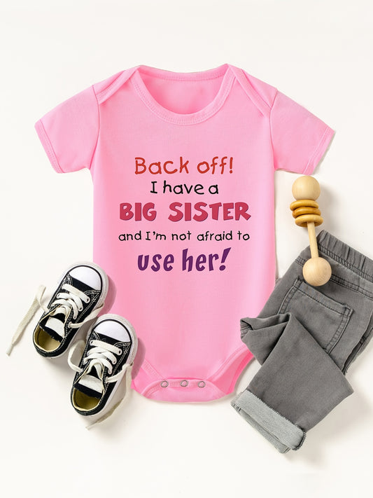 Baby Girls BIG SISTER Print Romper Short Sleeve Bodysuit