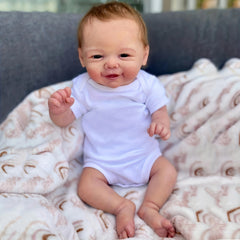 Realistic Reborn Youngsters Doll Smiling Face Rooted Hair Soft Body