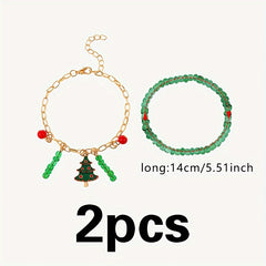 2pcs Colorful Christmas Tree Beaded Bracelets
