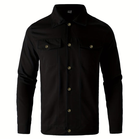 Men's Turndown Collar Chest Pocket Casual Jacket