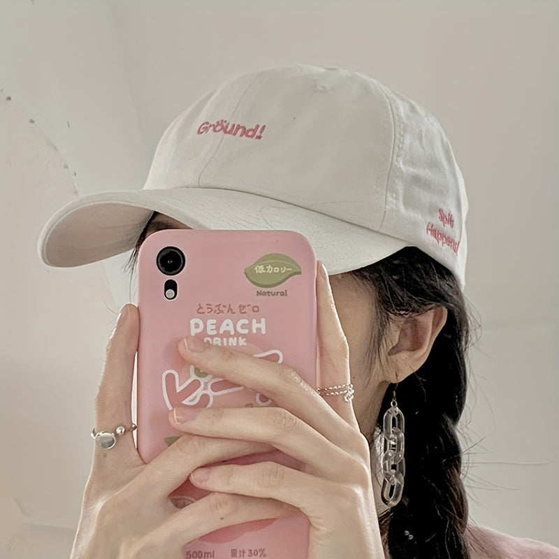 Letter Embroidery Baseball Cap Solid Cotton Sun Hat Adjustable Casual Dad Hats